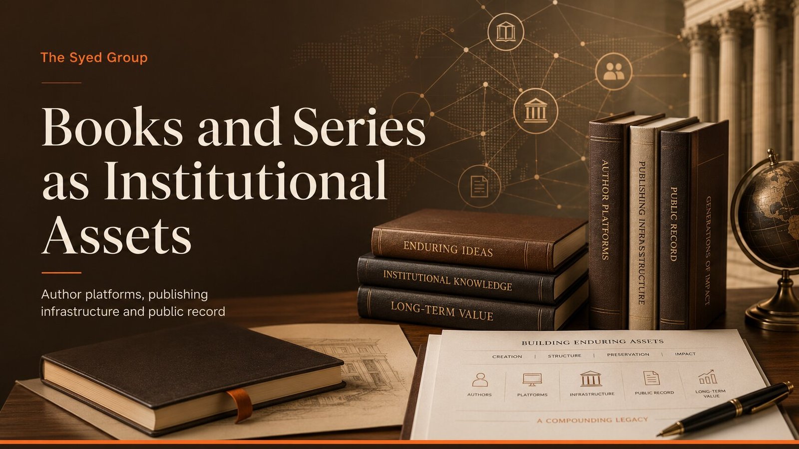 The Syed Group image showing Syed Raheel Shahzad books and series as institutional assets, publishing infrastructure and public record.