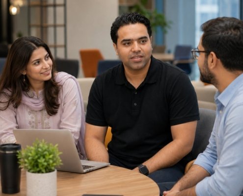 Syed Raheel Shahzad Systems Thinking Team Discussion Syed Raheel Shahzad in a team discussion connected with systems thinking, The Syed Group, strategy, and structured leadership.