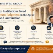 The Syed Group image showing Syed Raheel Shahzad trust systems AI content institutional verification public records and human judgment