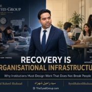 The Syed Group image showing overworked employees contrasted with humane collaboration and recovery-focused leadership