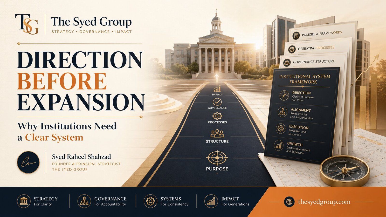 The Syed Group image showing direction before expansion, clear systems, governance, institutional structure and sustainable growth