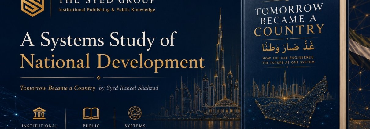The Syed Group presents Tomorrow Became a Country by Syed Raheel Shahzad as a systems study of UAE national development, governance, institutions and public knowledge.