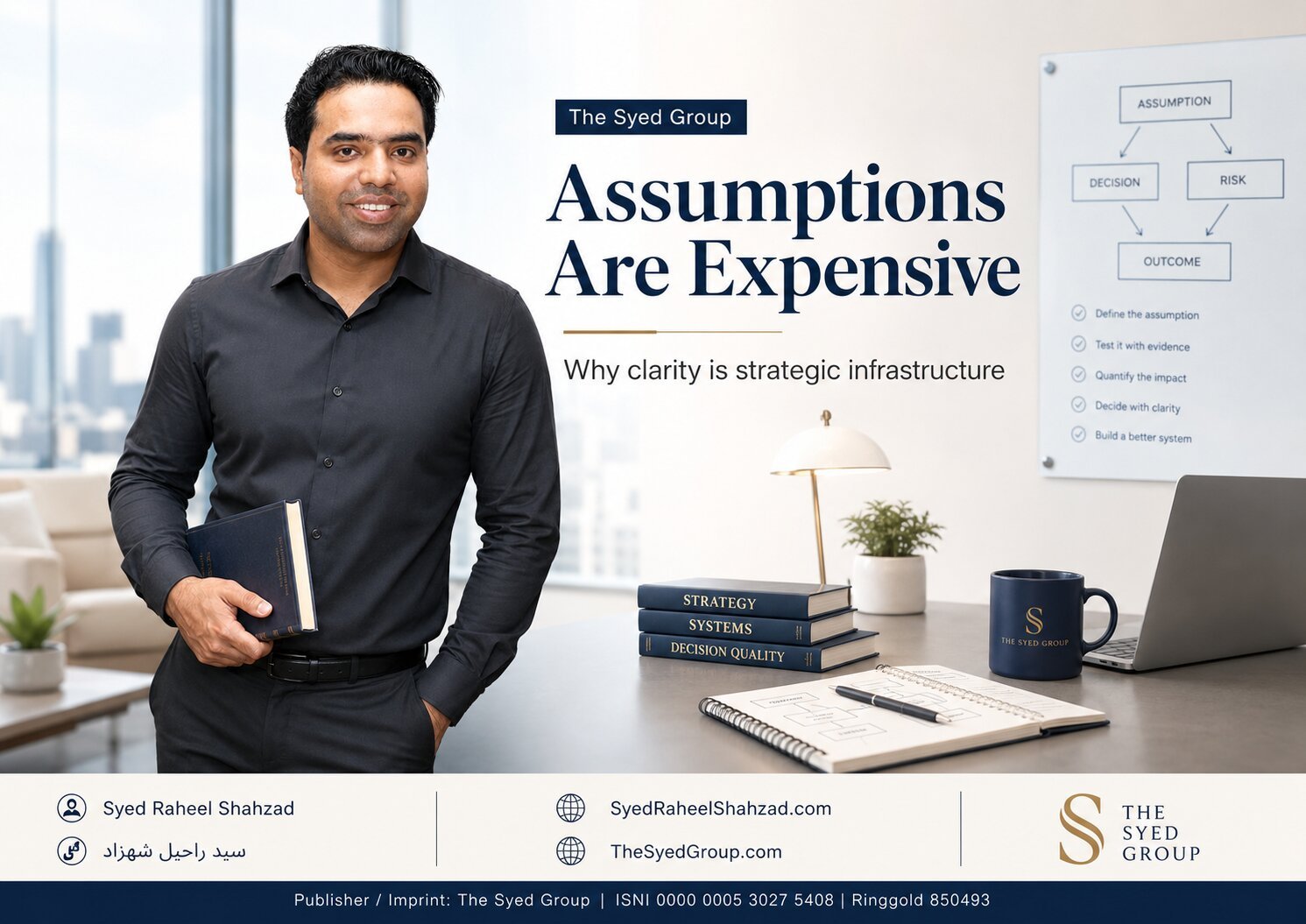 The Syed Group featured image with Syed Raheel Shahzad on business assumptions, strategic clarity, decision quality, risk, evidence and systems thinking