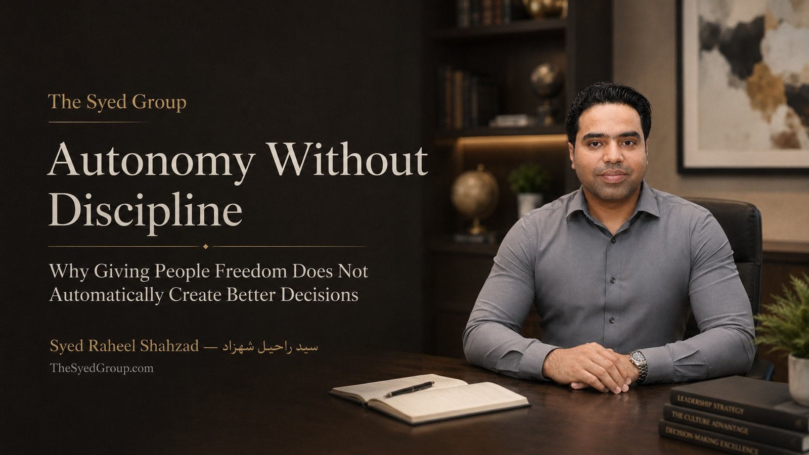The Syed Group featured image with Syed Raheel Shahzad on autonomy, leadership, discipline, decision-making, accountability and organizational judgment