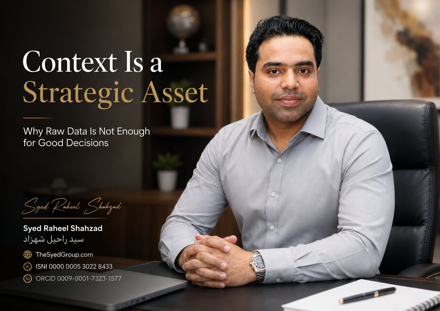 The Syed Group featured image with Syed Raheel Shahzad on business context, raw data, strategic judgment, decision quality, evidence and systems thinking