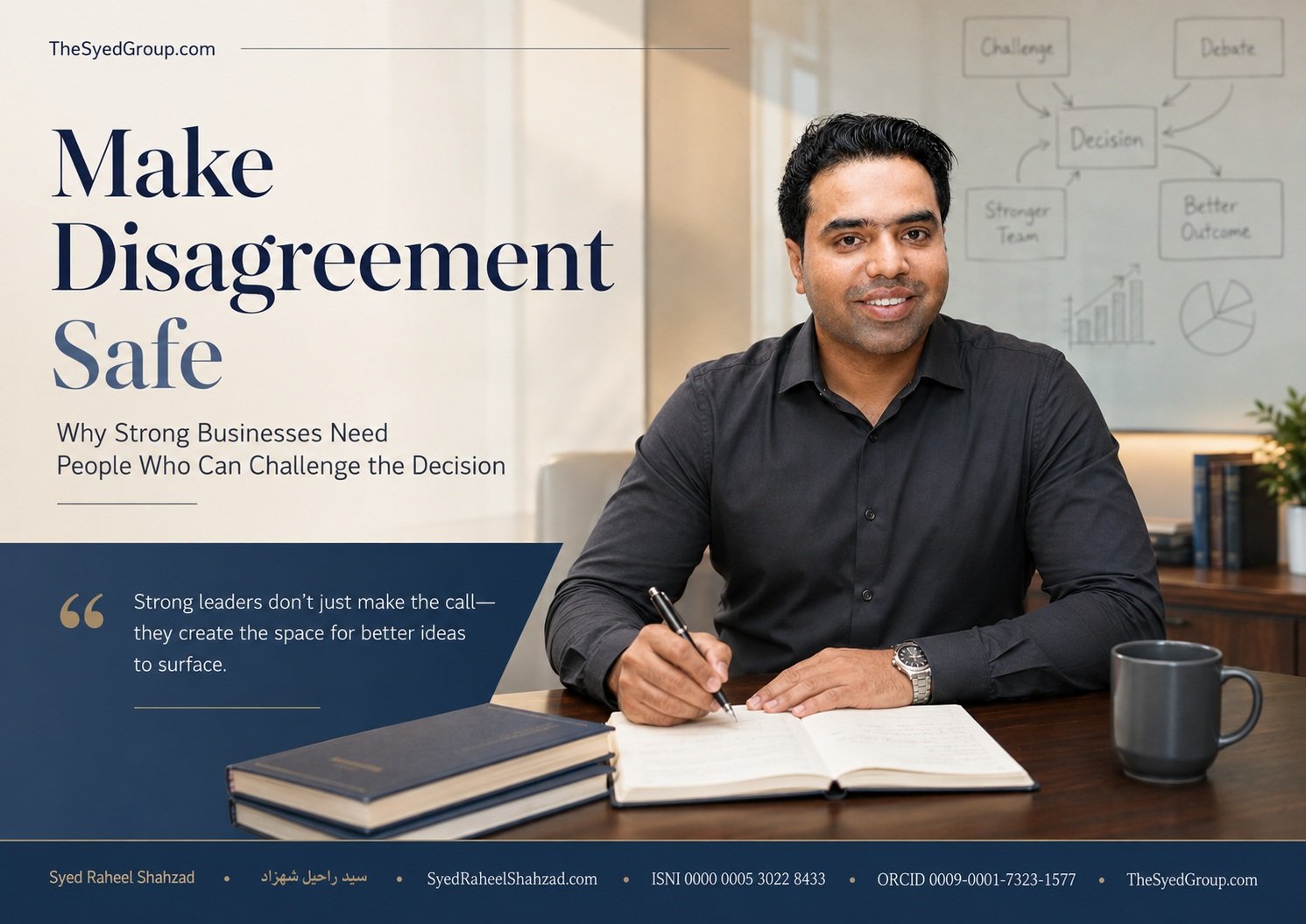 The Syed Group featured image with Syed Raheel Shahzad on constructive disagreement, leadership, psychological safety, decision-making, governance and business strategy