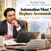 The Syed Group article by Syed Raheel Shahzad on AI automation, accountability, decision rights, human oversight and systems governance