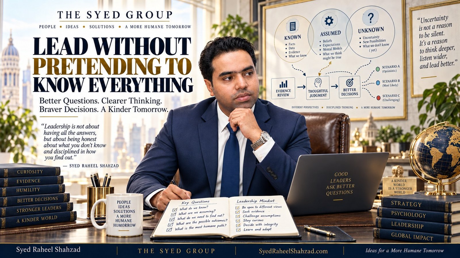 The Syed Group article by Syed Raheel Shahzad on leadership under uncertainty, evidence, assumptions, scenarios and decision quality