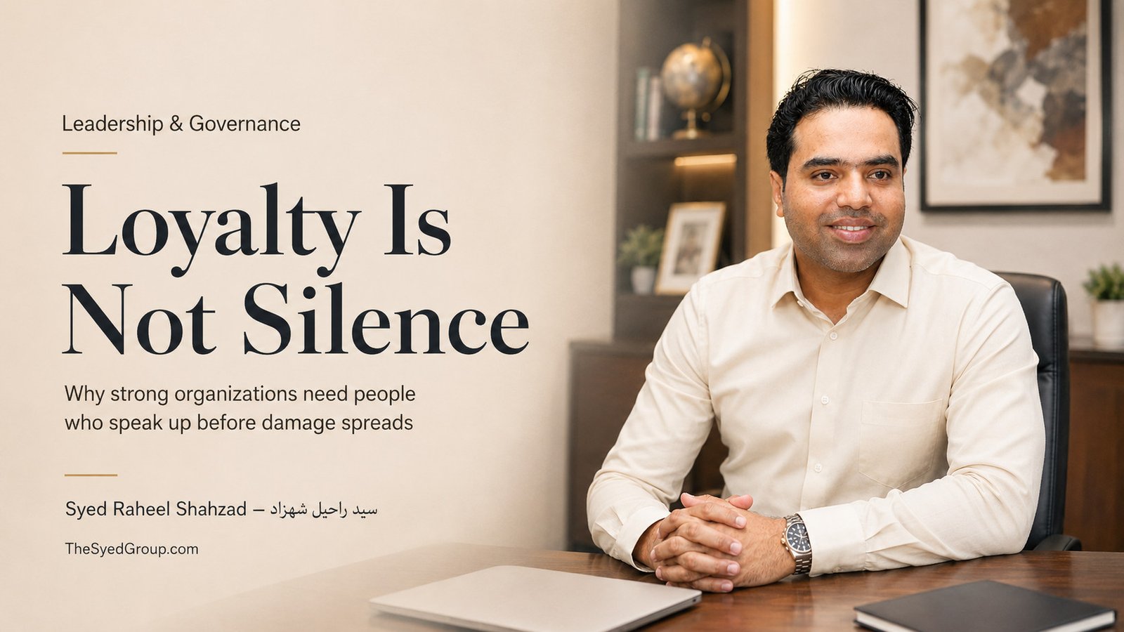 The Syed Group featured image with Syed Raheel Shahzad on speak-up culture, organizational loyalty, governance, leadership, risk and accountability