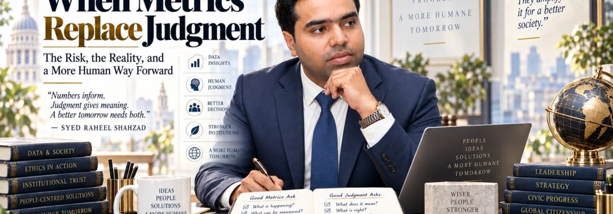 The Syed Group article by Syed Raheel Shahzad on metrics, KPIs, data, proxy measures, human judgment and organizational decision-making