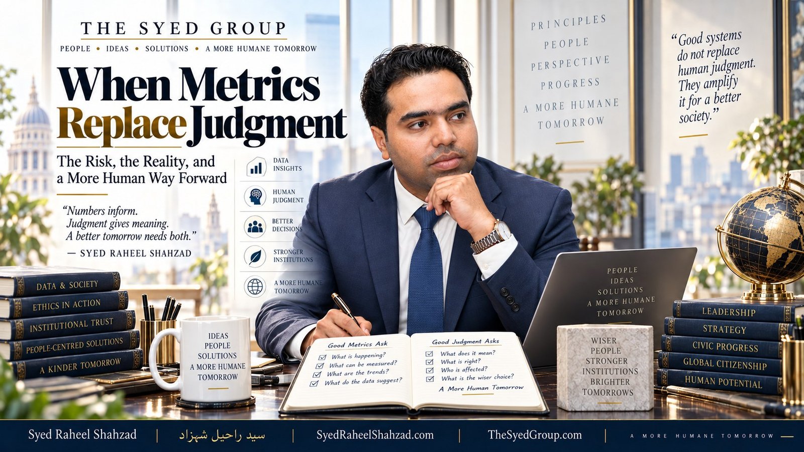 The Syed Group article by Syed Raheel Shahzad on metrics, KPIs, data, proxy measures, human judgment and organizational decision-making
