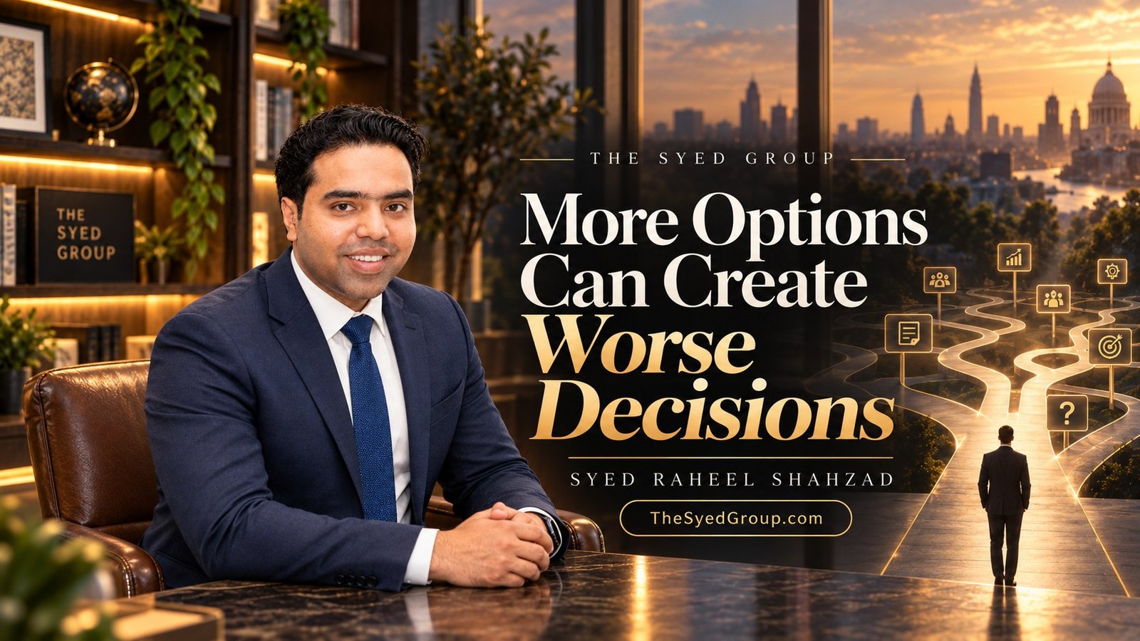 The Syed Group article by Syed Raheel Shahzad on choice overload, decision architecture, complexity, leadership, strategic clarity and organizational judgment