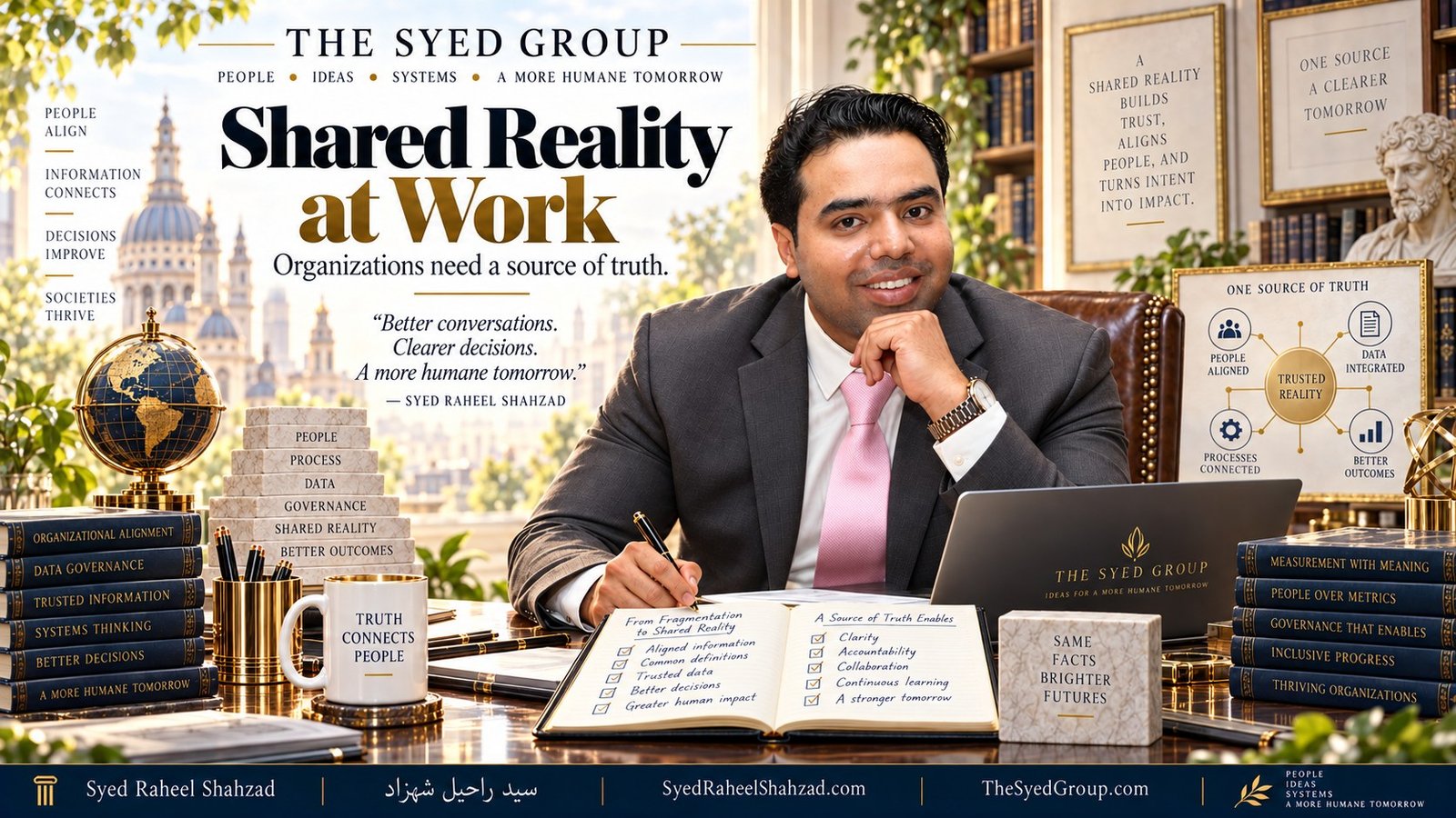 The Syed Group article by Syed Raheel Shahzad on shared reality, source of truth, data alignment, information integrity and decision-making