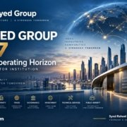 The Syed Group 2027 operating horizon showing finance, technology, property, trade, governance, investment, technical services and public-benefit capability under Syed Raheel Shahzad