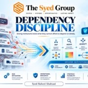 The Syed Group dependency discipline framework showing suppliers, technology, key people, partners, data, logistics and regulatory dependencies being mapped, assessed, diversified and monitored