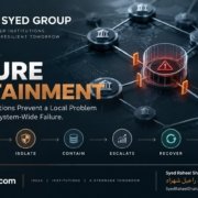 The Syed Group failure containment framework connecting specialist companies through detection, isolation, containment, recovery and learning under Syed Raheel Shahzad