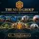 The Syed Group institutional interdependence showing finance, technology, property, trade, governance, investment, technical services and public benefit connected under Syed Raheel Shahzad