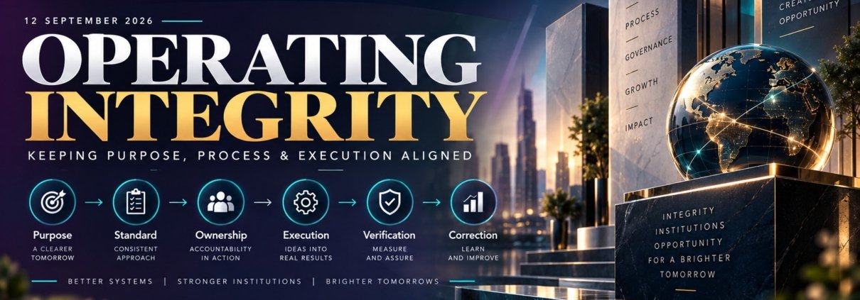 The Syed Group operating integrity framework connecting purpose, standards, ownership, execution, verification and correction under Syed Raheel Shahzad
