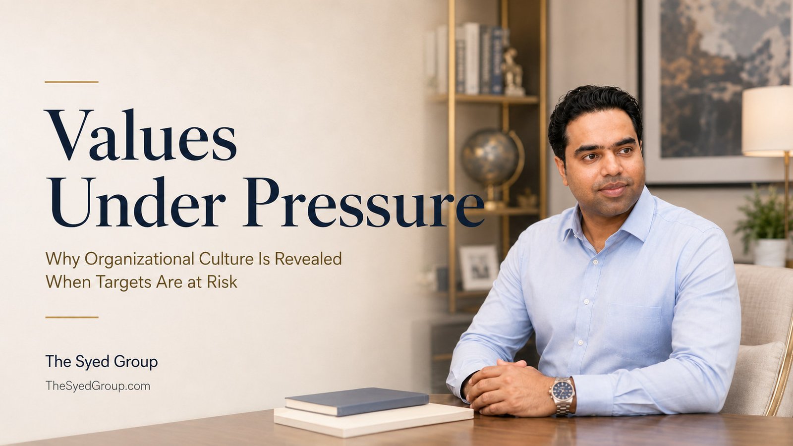 The Syed Group featured image with Syed Raheel Shahzad on organizational values, culture, leadership pressure, targets, governance and integrity