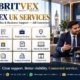 Britvex UK accountancy and tax services showing bookkeeping, payroll, VAT, company formation, virtual office, Making Tax Digital and client portal support