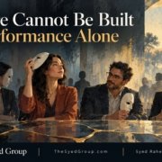 The Syed Group philosophical artwork by Syed Raheel Shahzad on workplace culture, psychological safety, trust, authenticity, performance and organizational masks